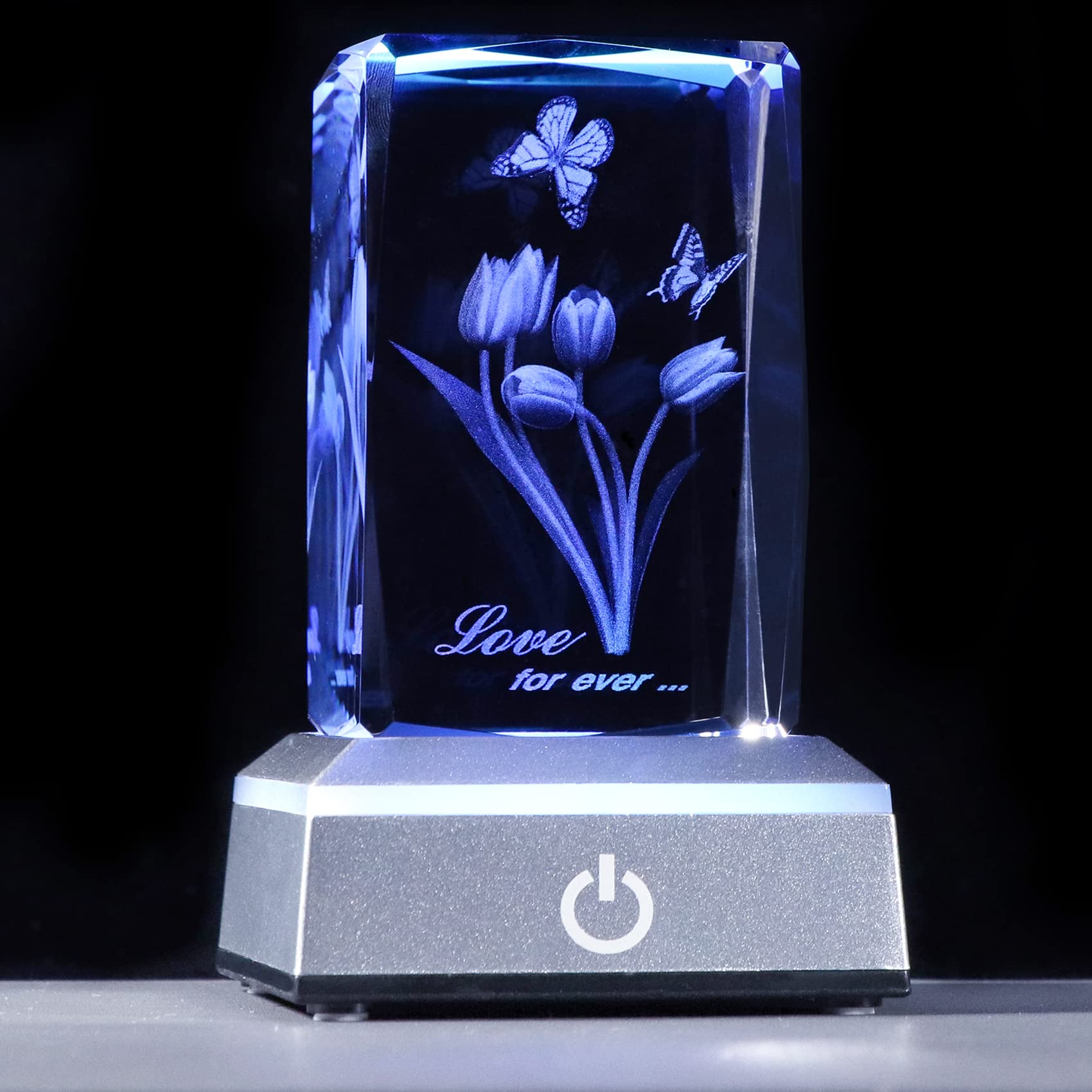 Amazon.com: YWHL 3D Engraving Crystal Cube Tulip Flower with LED